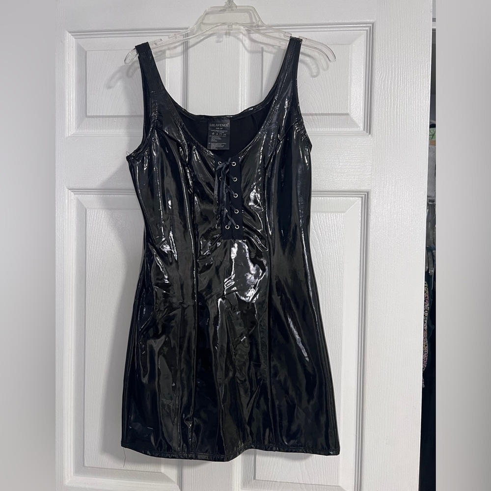 Black latex dress, worn once for halloween costume.